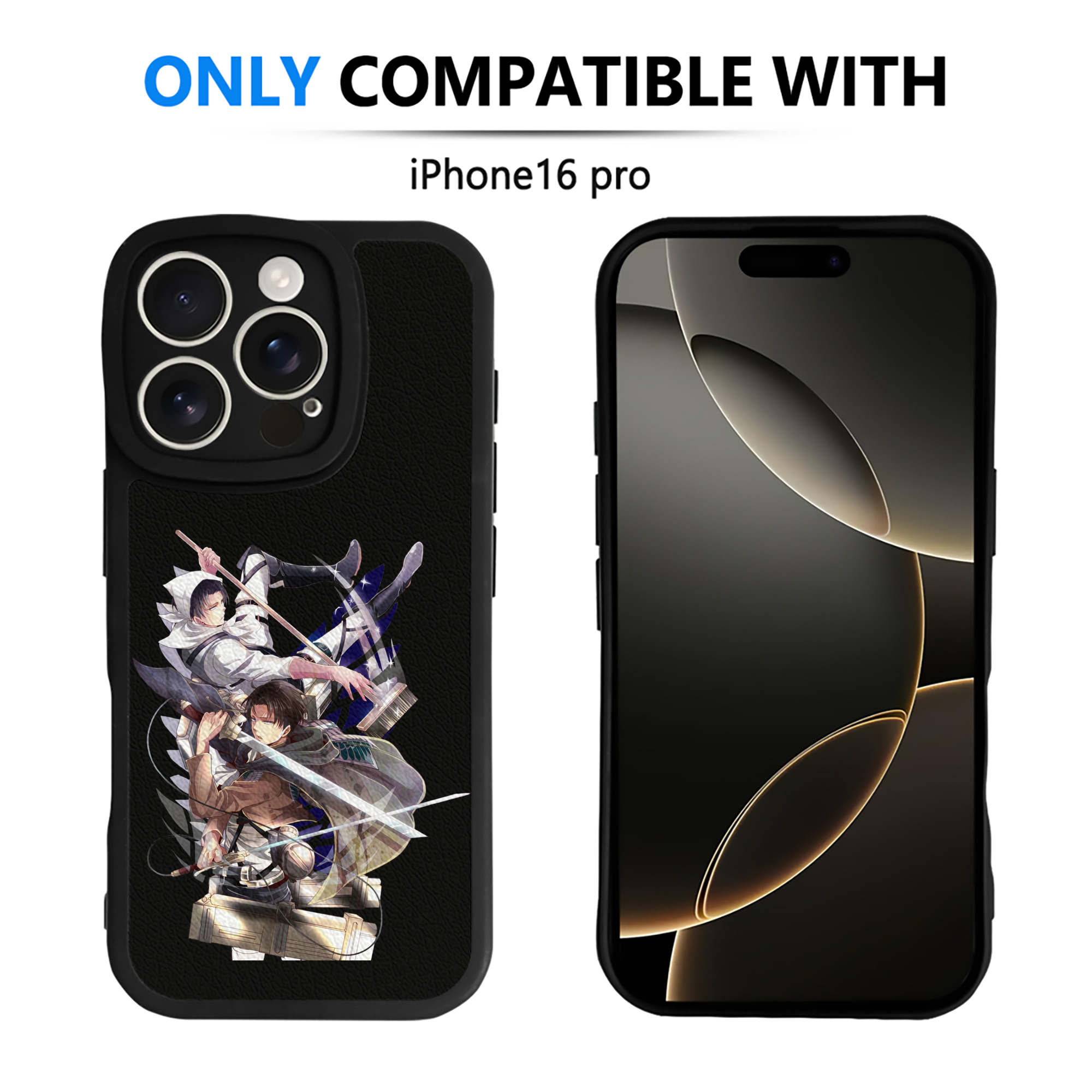 （画像用） 進撃の巨人 リヴァイ·アッカーマン Attack on Titan Levi Ackerman 【iPhone 16シリーズ対応】シリコンスマホケース（レザー調） 材質：シリコン